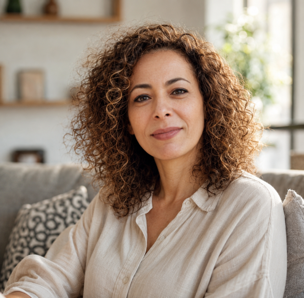 Confident mature woman experiencing FemiCore urinary health benefits.